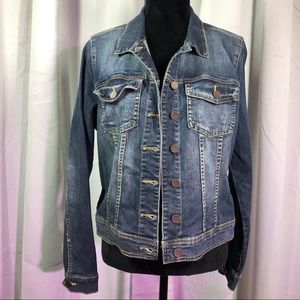 NWOT Kut From The Kloth Helena Distressed Denim Jean Jacket Fitted Button Up XL